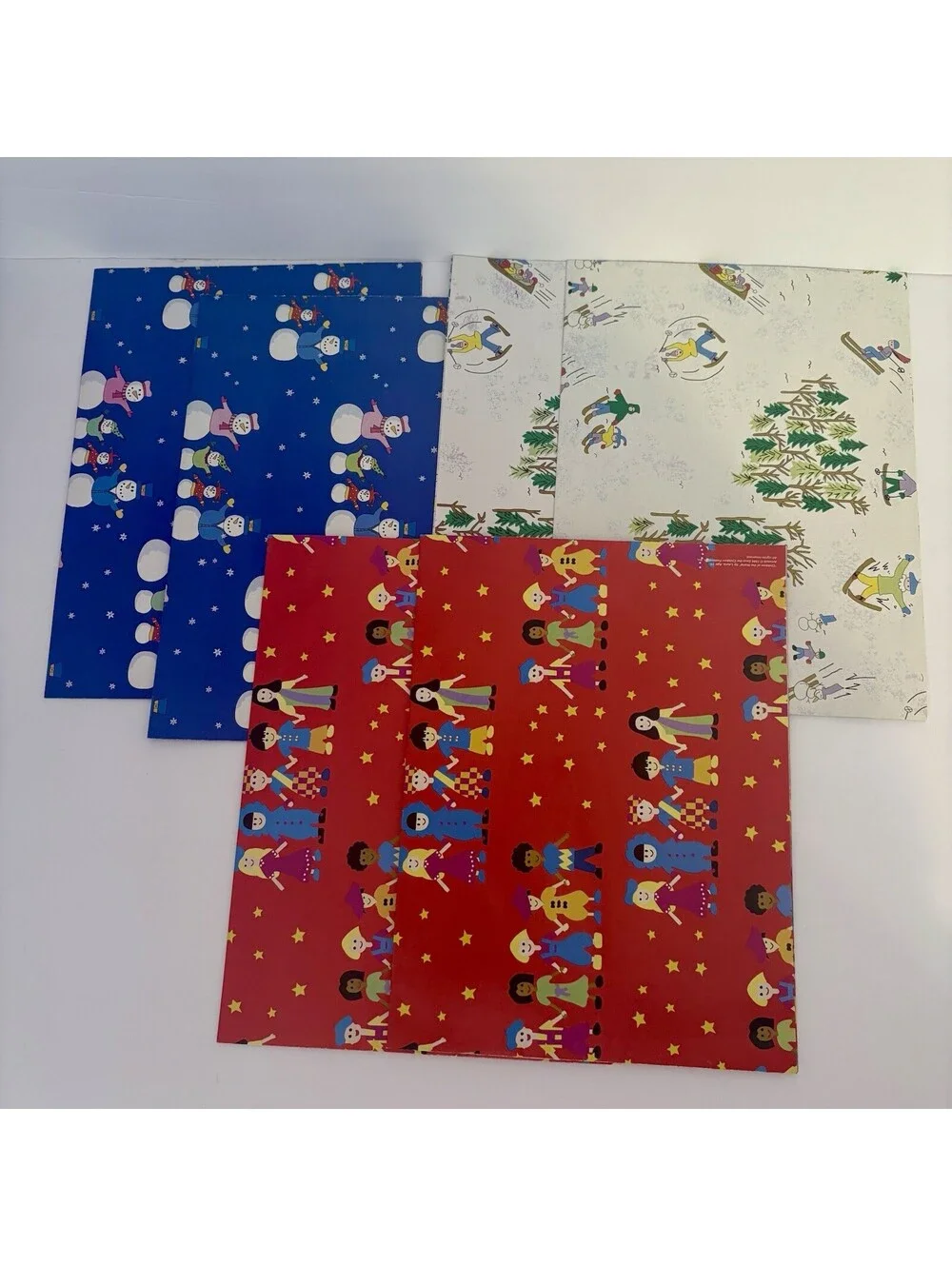 Vintage Christmas Flat Gift Wrap, Holiday Save the Children 1994 2002  3 Pack
